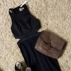 Navy Petite Asos Lace Midi Dress with Cutouts